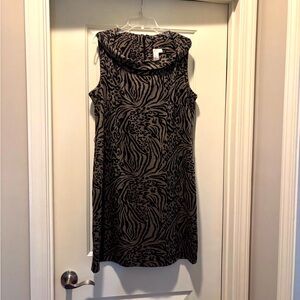 Emma & Michele Black and Brown Animal Print Midi Dress